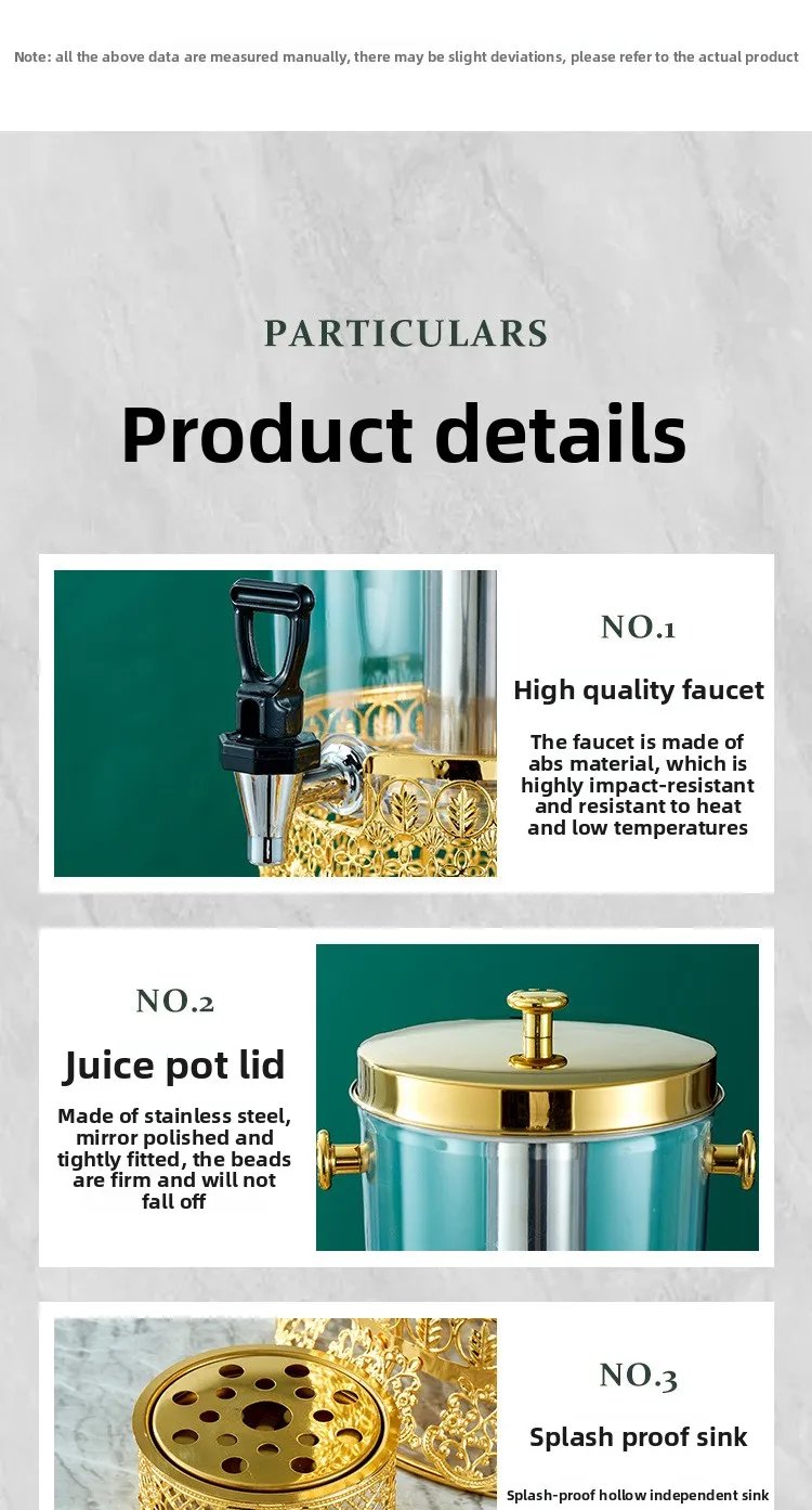 Commercial Double Tank Gold Stainless Steel Juice Dispenser 16L Buffet Beverage Dispenser with Ice Tube for Hotel and Restaurant Commercial Double Tank Gold Stainless Steel Juice Dispenser 16L Buffet Beverage Dispenser with Ice Tube for Hotel and Restaurant